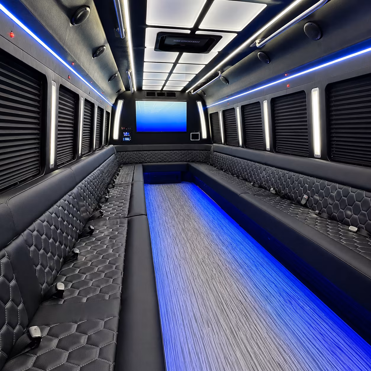 chino hills 50 passenger party bus inside